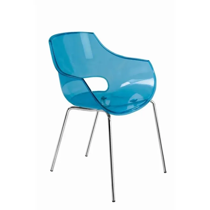 Opal-ML Transparent Blue - Chrome-Plated Kitchen Chair PPT1346