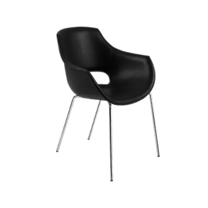 Opal-KD Black Faux Leather - Chrome-Plated Kitchen Chair PPT1338