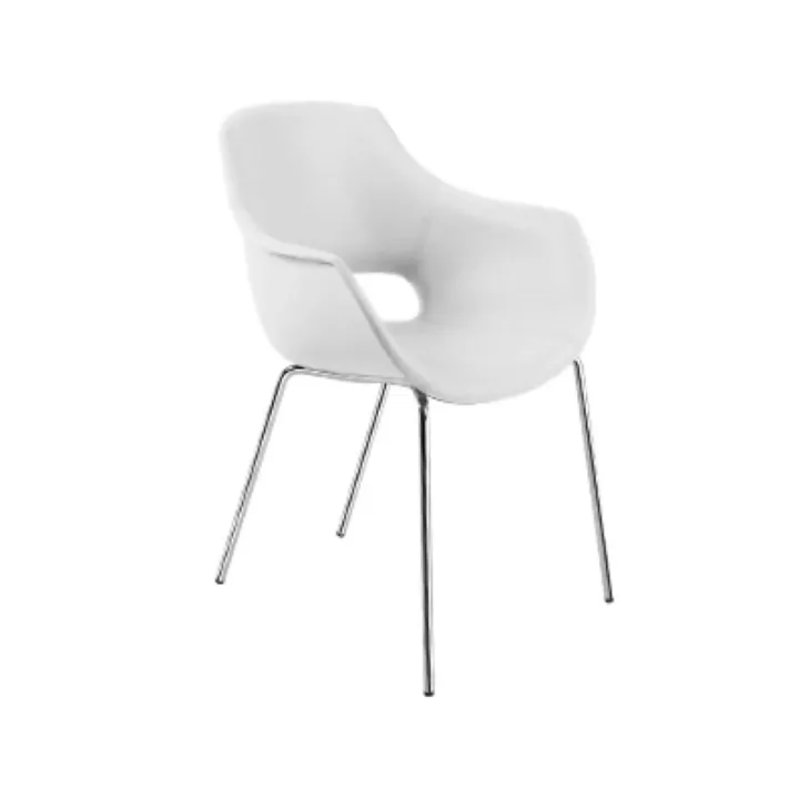Opal-KD White Faux Leather - Chrome-Plated Kitchen Chair PPT1336