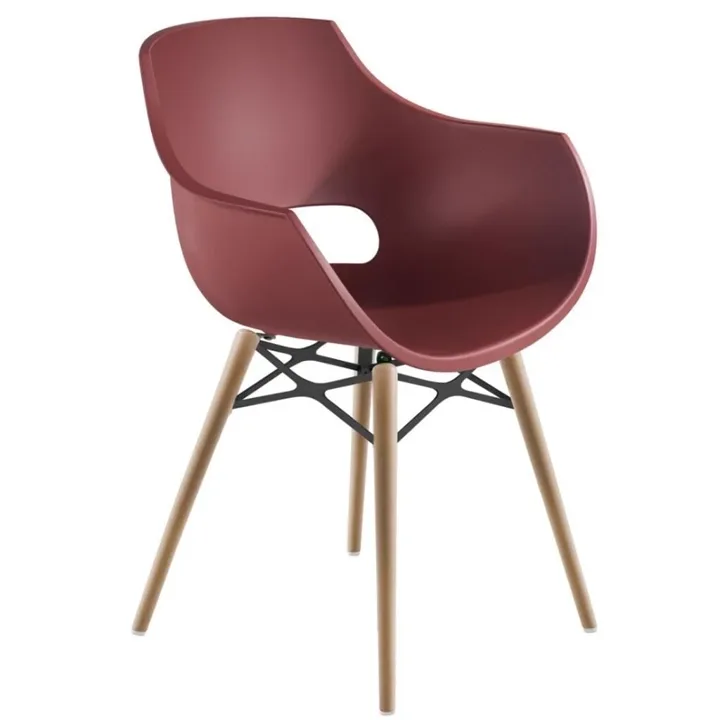 Opal Wox Pro (beech) Dark Red Wooden-Leg Chair PPT1331