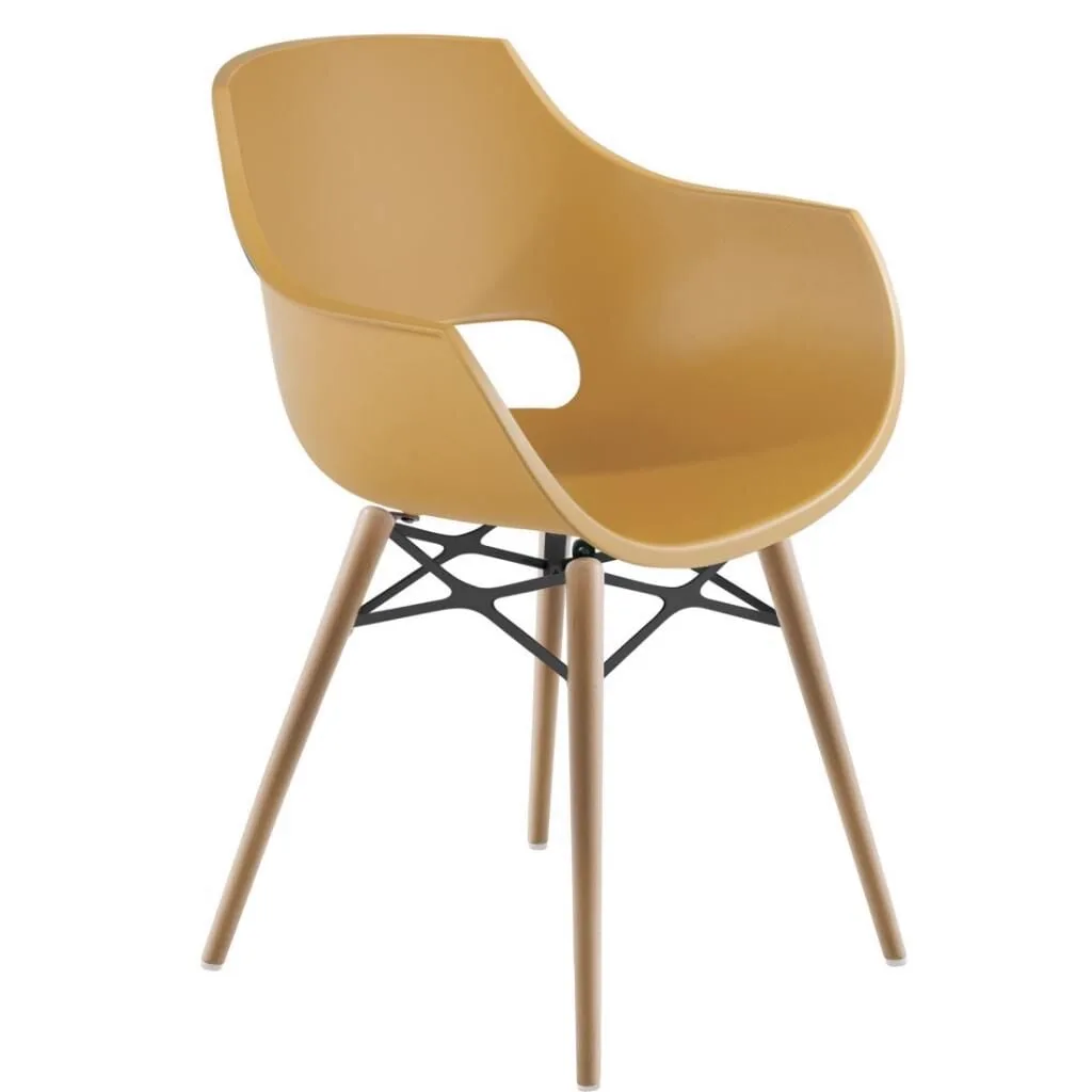 Opal Wox Pro (beech) Dark Yellow Wooden-Leg Chair PPT1327