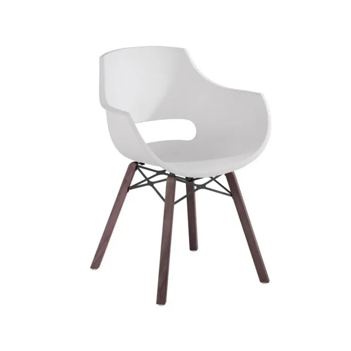 Opal Wox Pro (Iroko-Eiche) Weiß Stuhl mit Holzbeinen PPT1324