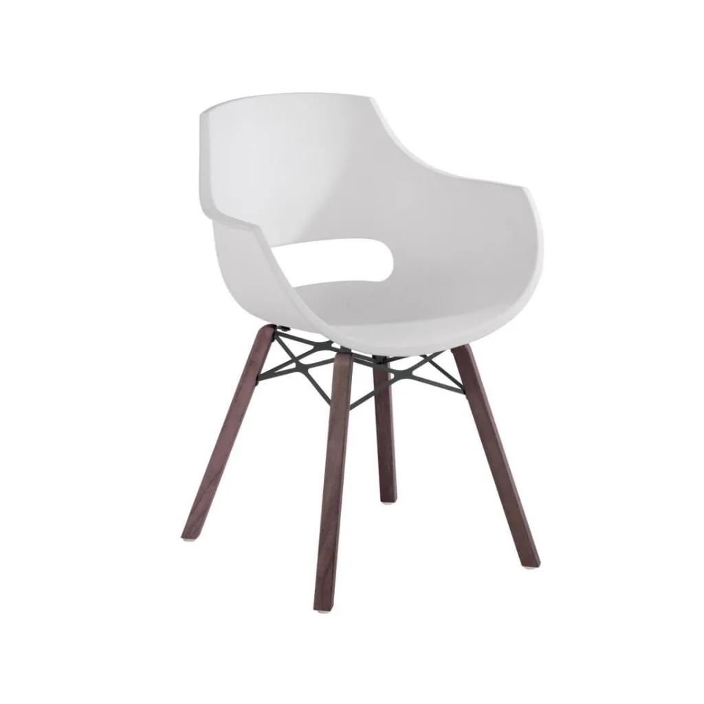 Opal Wox Pro (Iroko-Eiche) Weiß Stuhl mit Holzbeinen PPT1324