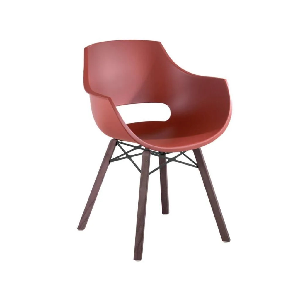 Opal wox pro (iroko-eiken) donkerrode stoel met houten poten PPT1322