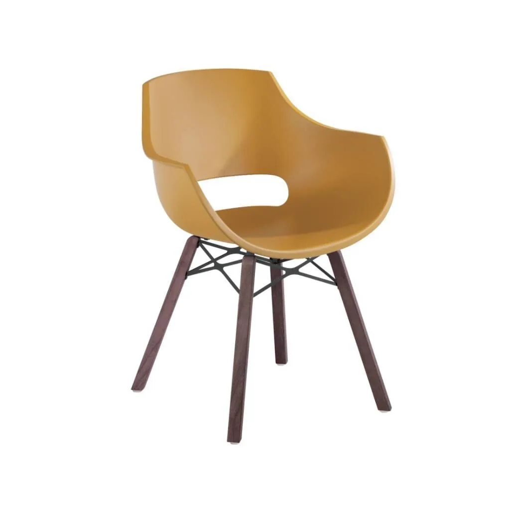 Opal Wox Pro (iroko-oak) Dark Yellow Wooden-Leg Chair PPT1321