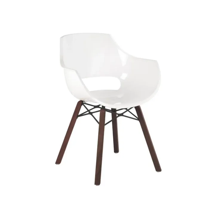 Opal Wox (Iroko-Oak) White Wooden-Leg Chair PPT1310