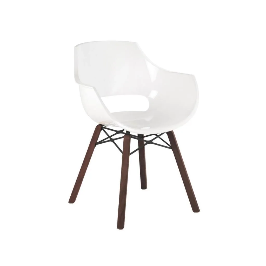 Opal Wox (Iroko-Oak) White Wooden-Leg Chair PPT1310