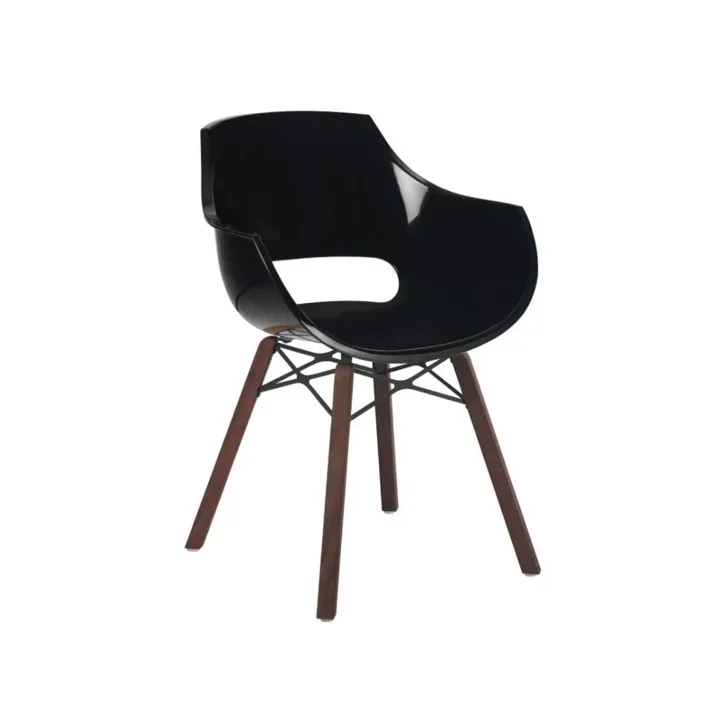 Opal Wox (Iroko-Oak) Black Wooden-Leg Chair PPT1309