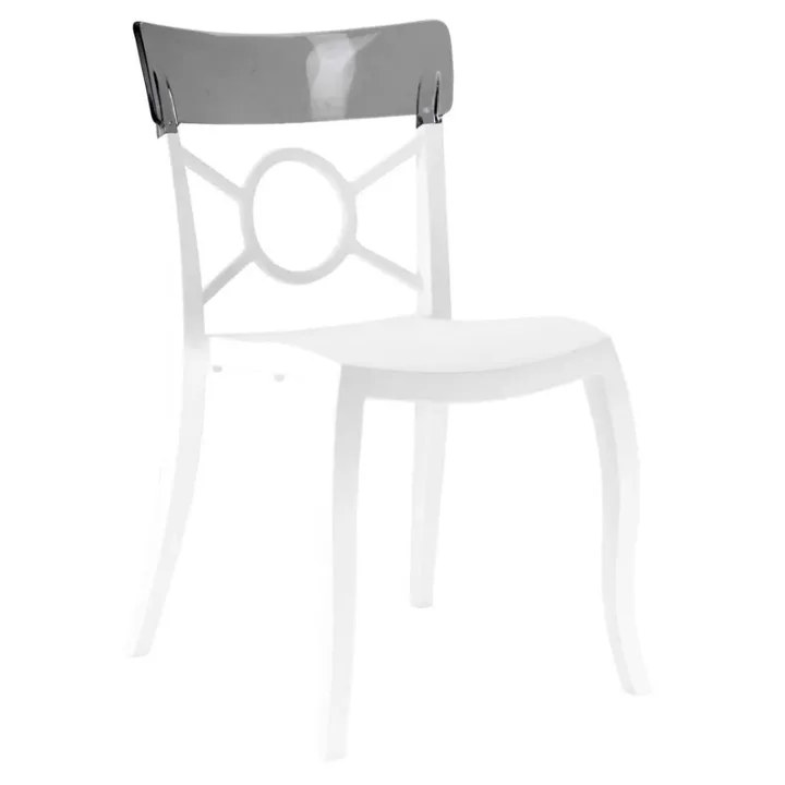 Opera-S Smoke Transparent - White Kitchen Chair PPT1303