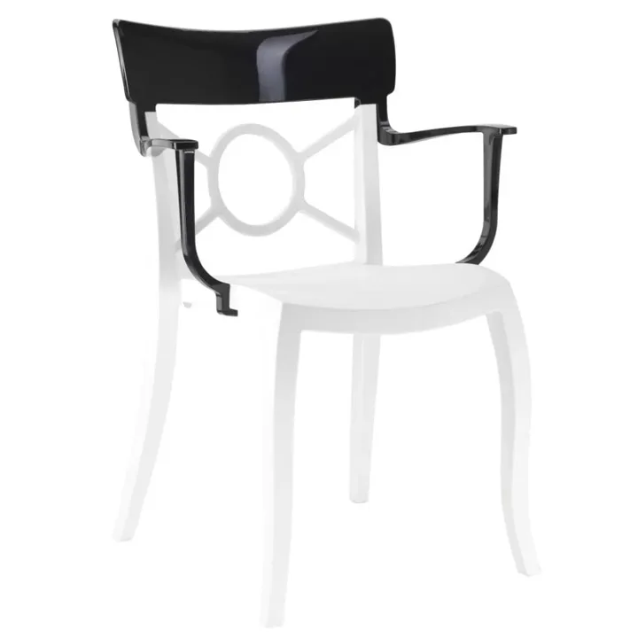 Opera-K Solid Black - White Kitchen Chair with Arms PPT1289