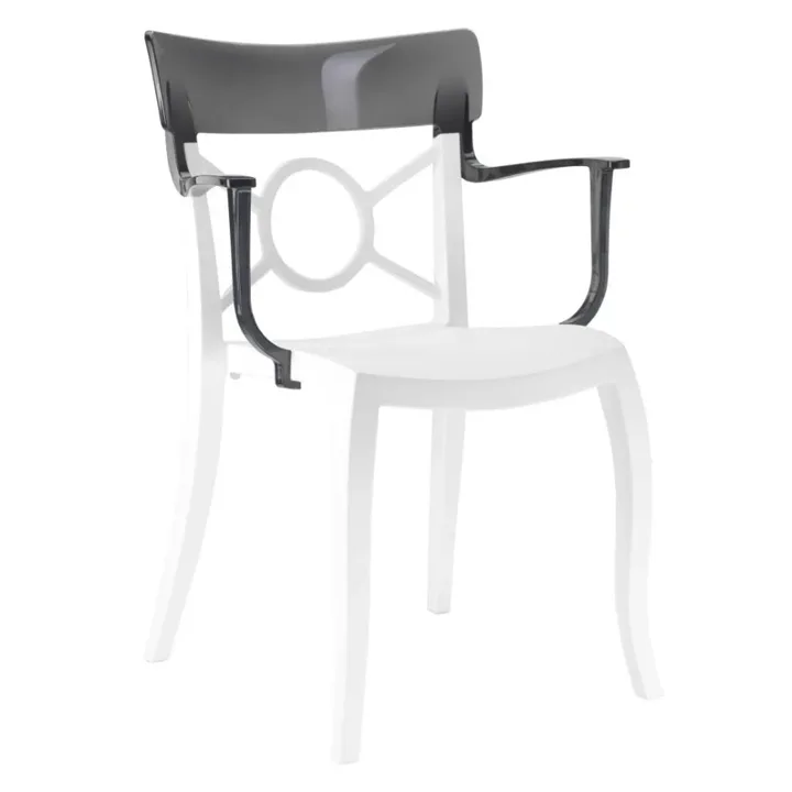 Opera-K Smoke Transparent - White Kitchen Chair with Arms PPT1291