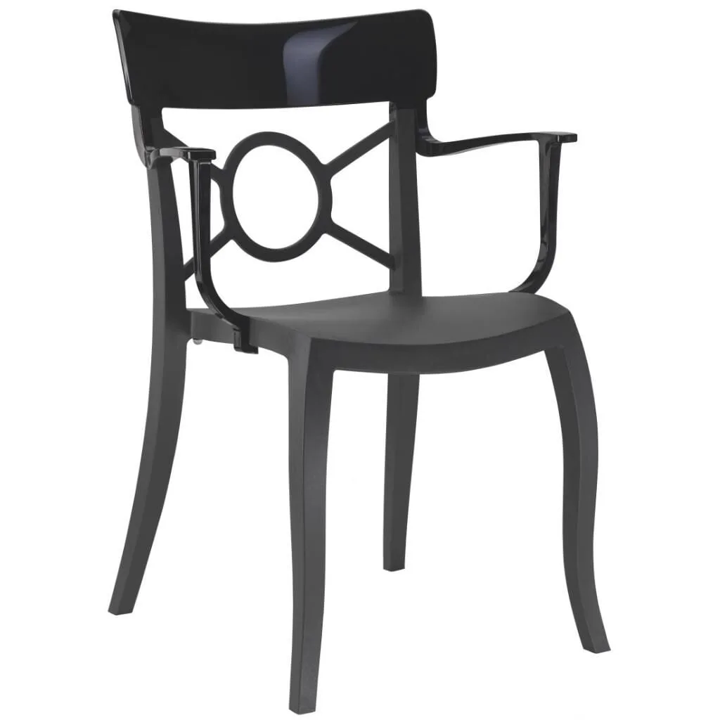 Opera-K Solid Black - Anthracite Kitchen Chair with Arms PPT1288
