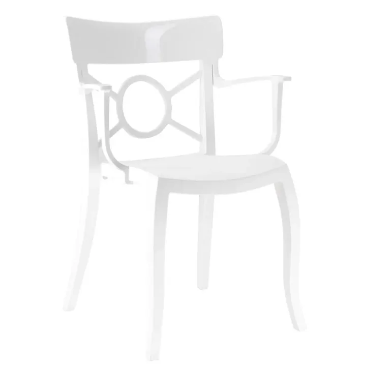 Opera-K Solid White - White Kitchen Chair with Arms PPT1285