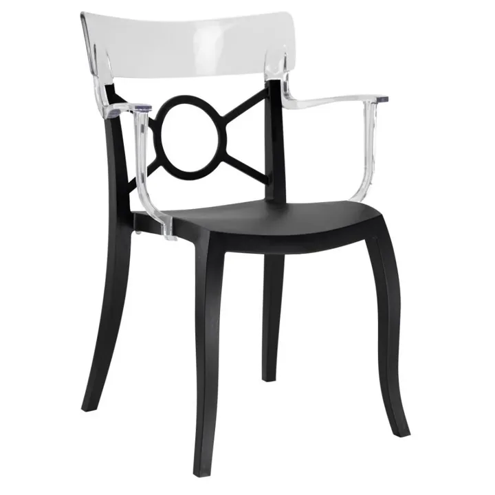 Opera-K Clear Transparent - Black Kitchen Chair with Arms PPT1286