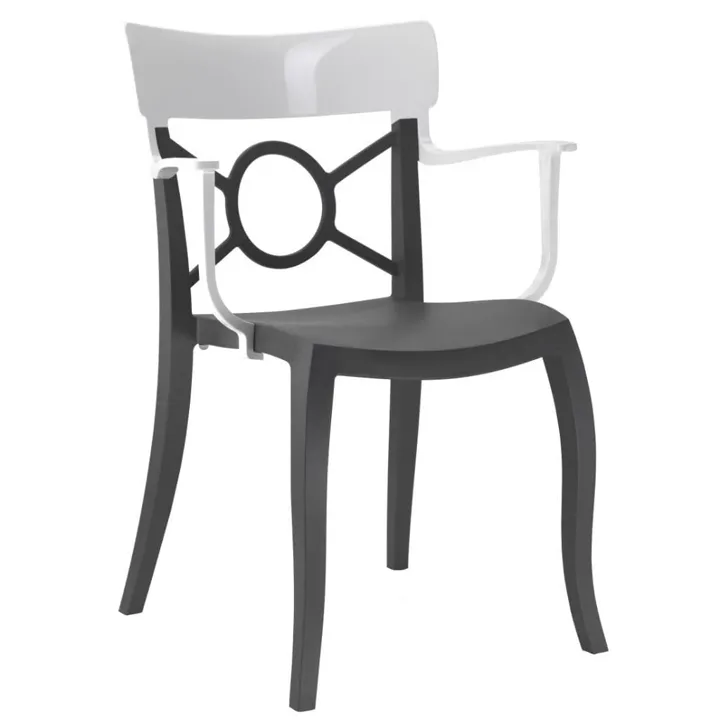 Opera-K Solid White - Anthracite Kitchen Chair with Arms PPT1283