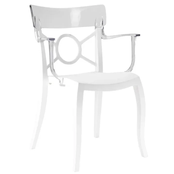 Opera-K Clear Transparent - White Kitchen Chair with Arms PPT1287