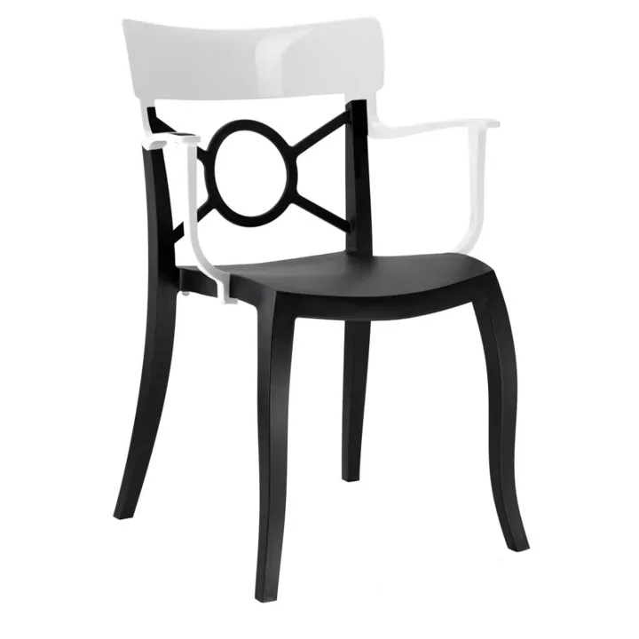Opera-K Solid White - Black Kitchen Chair with Arms PPT1284