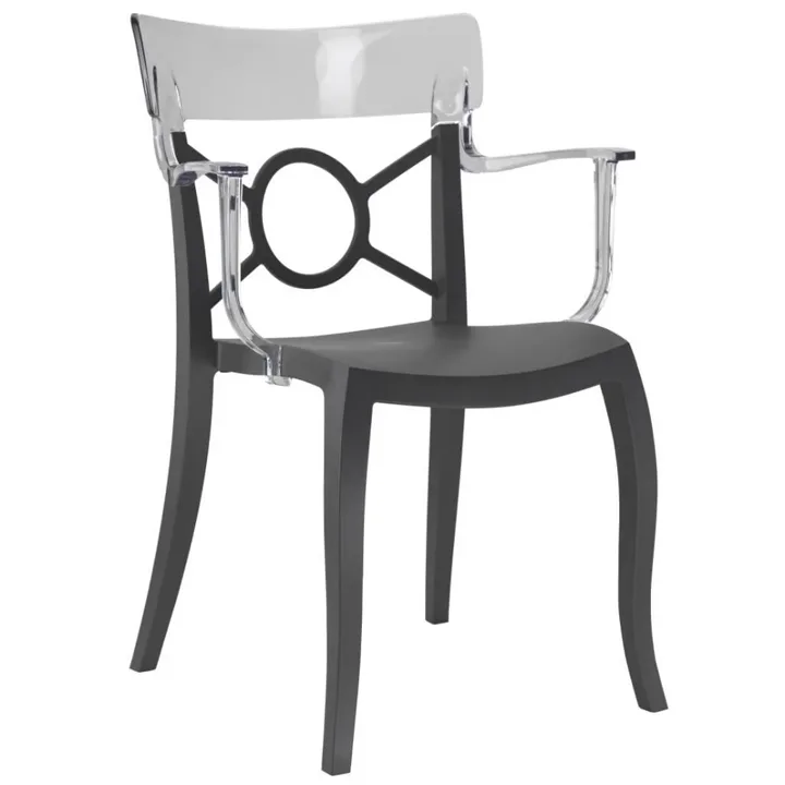 Opera-K Clear Transparent - Anthracite Kitchen Chair with Arms PPT1280