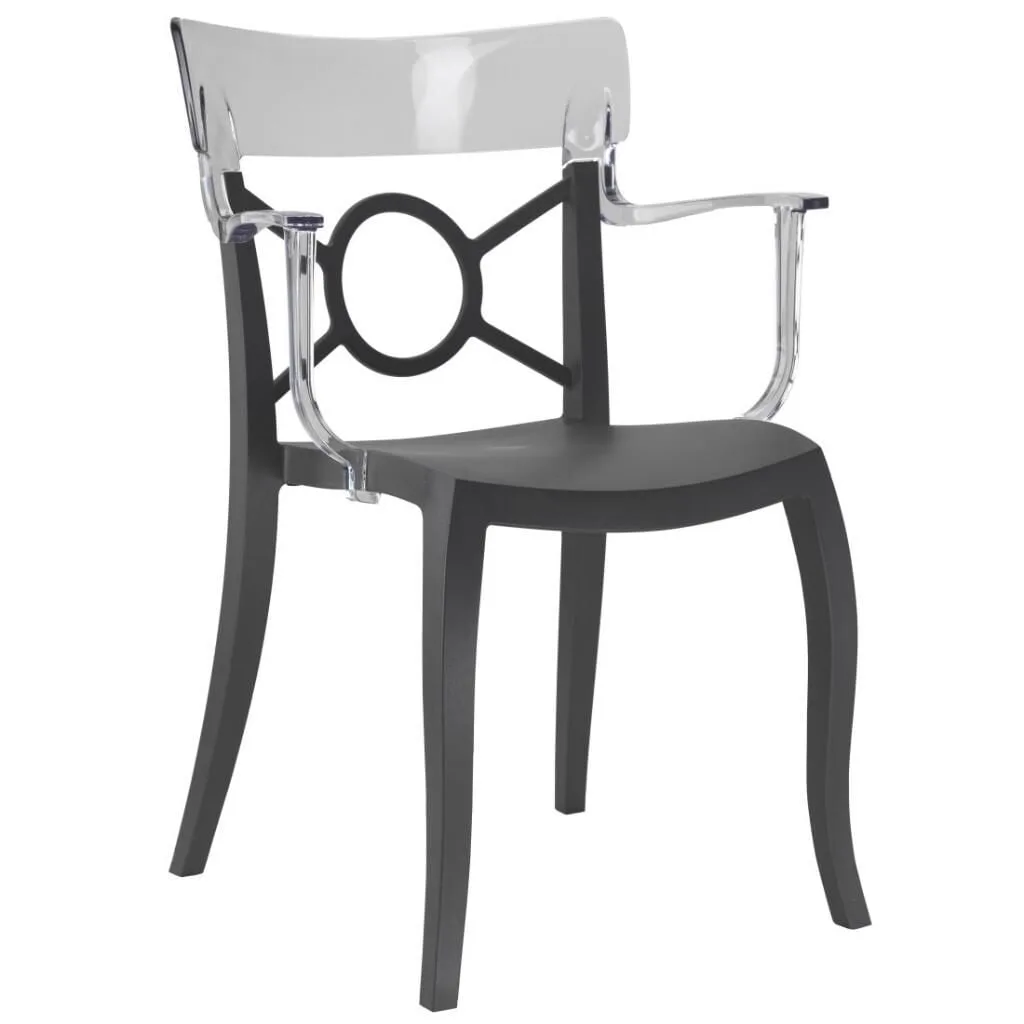 Opera-K Clear Transparent - Anthracite Kitchen Chair with Arms PPT1280