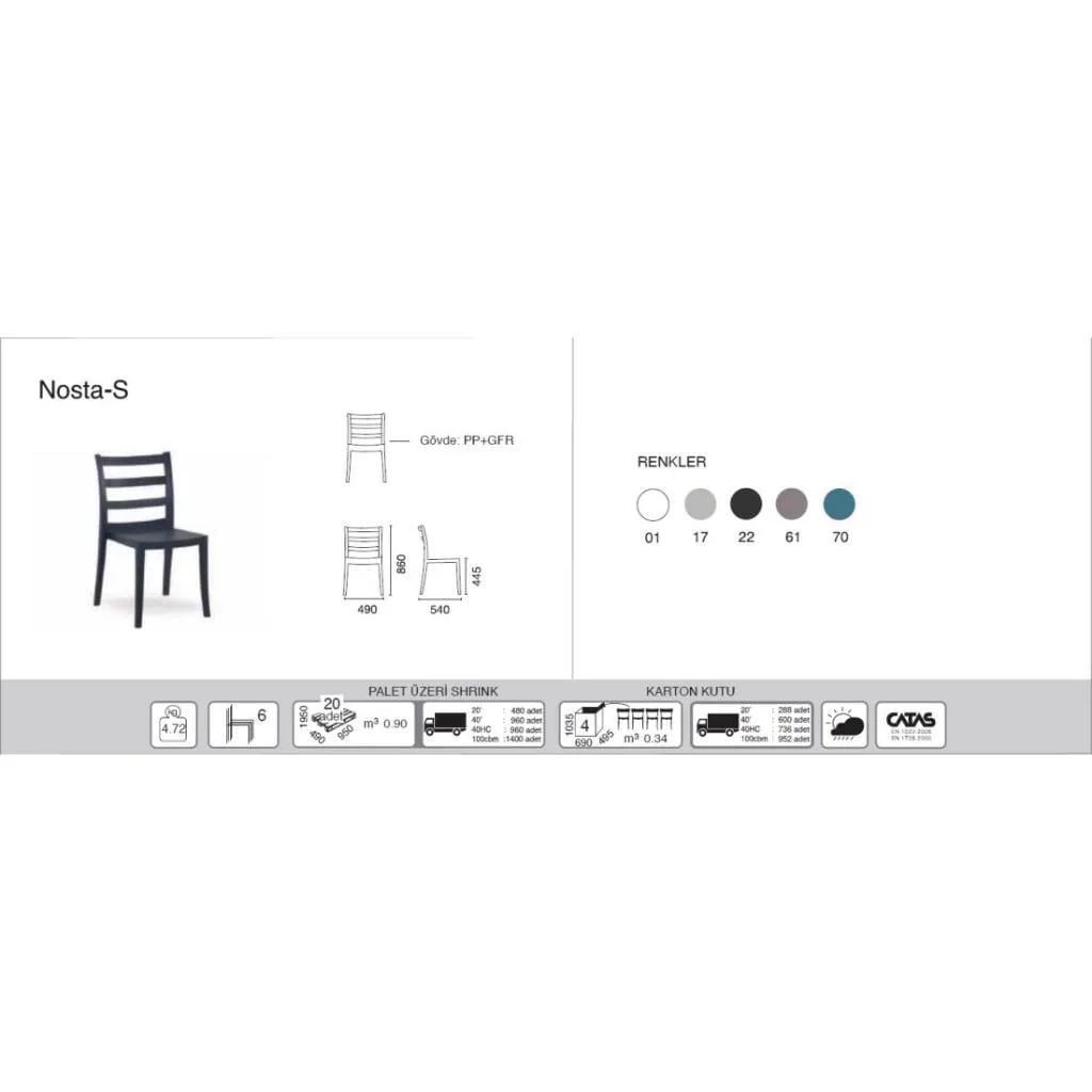 Nosta-S Light Grey Kitchen Chair PPT1276