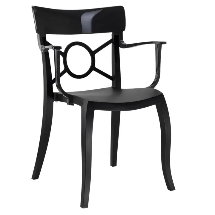 Opera-K Solid Black - Black Kitchen Chair with Arms PPT1281