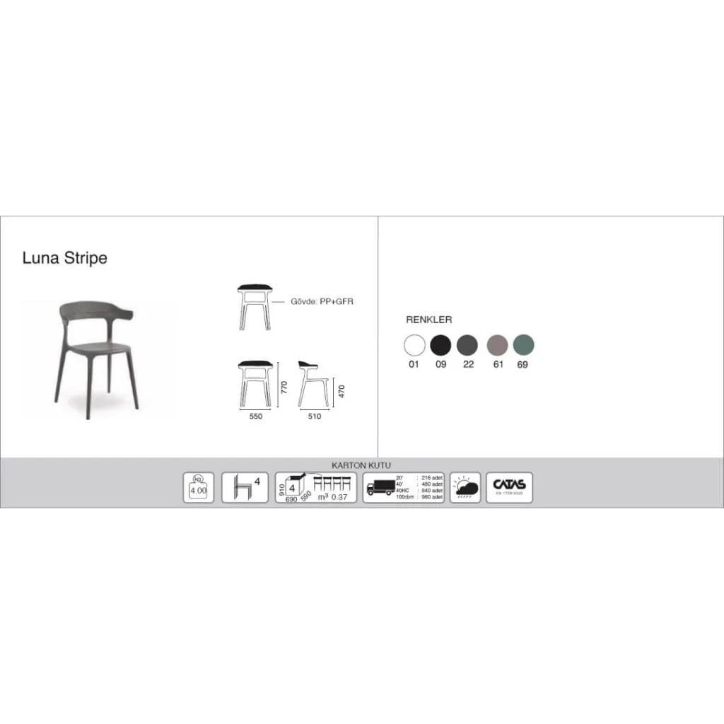 Luna Stripe Anthracite Kitchen Chair PPT1268