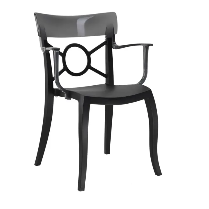 Opera-K Smoke Transparent - Black Kitchen Chair with Arms PPT1282