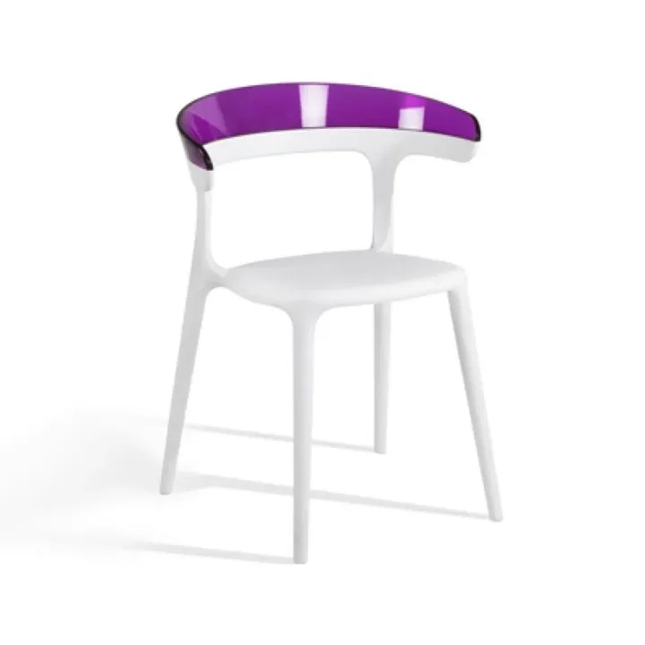 Luna paars transparant - witte keukenstoel PPT1259