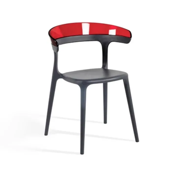 Luna Red Transparent - Anthracite Kitchen Chair PPT1252