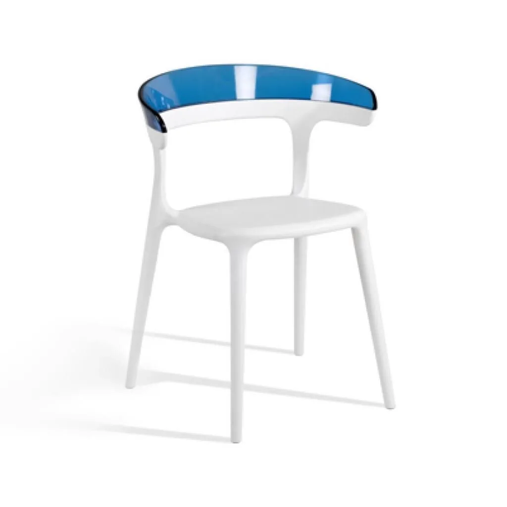 Luna Blue Transparent - White Kitchen Chair PPT1265