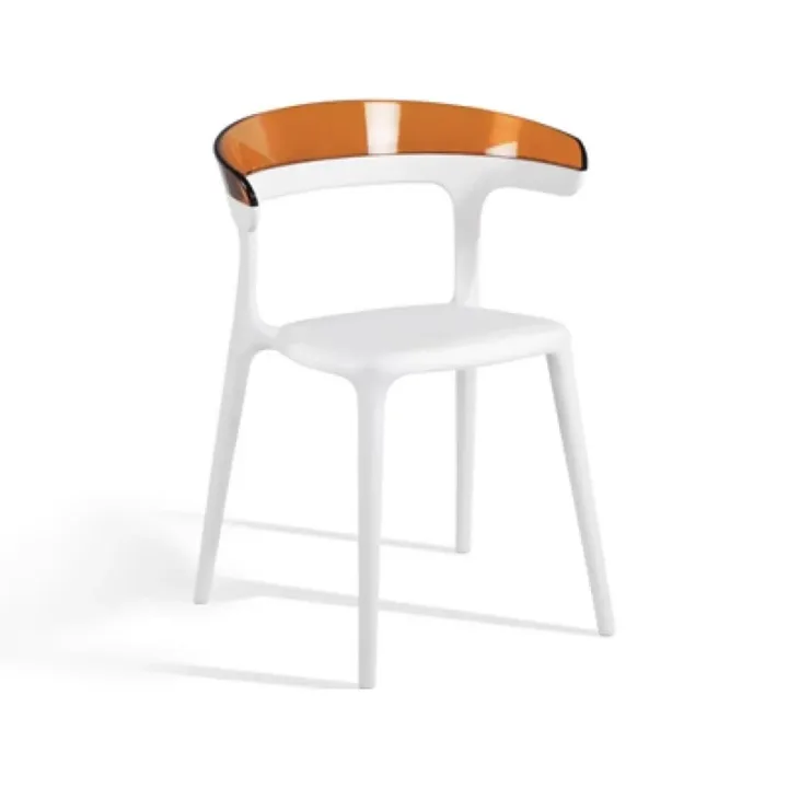 Luna Orange Transparent - White Kitchen Chair PPT1260