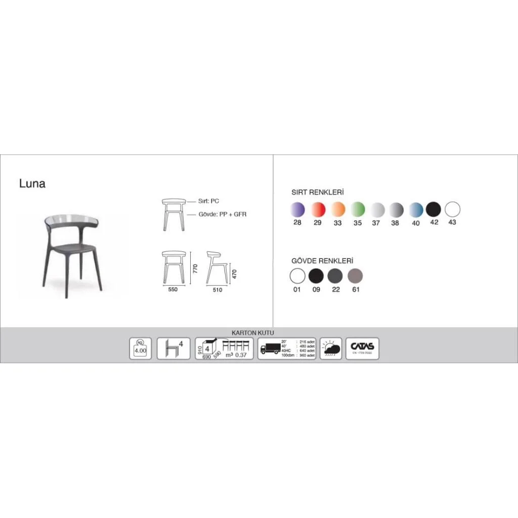 Luna Solid White - Black Kitchen Chair PPT1255