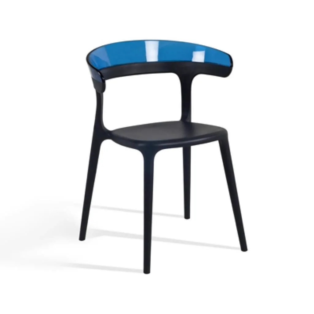 Luna Blue Transparent - Black Kitchen Chair PPT1250