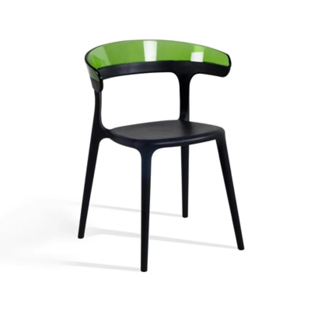 Luna Green Transparent - Black Kitchen Chair PPT1249