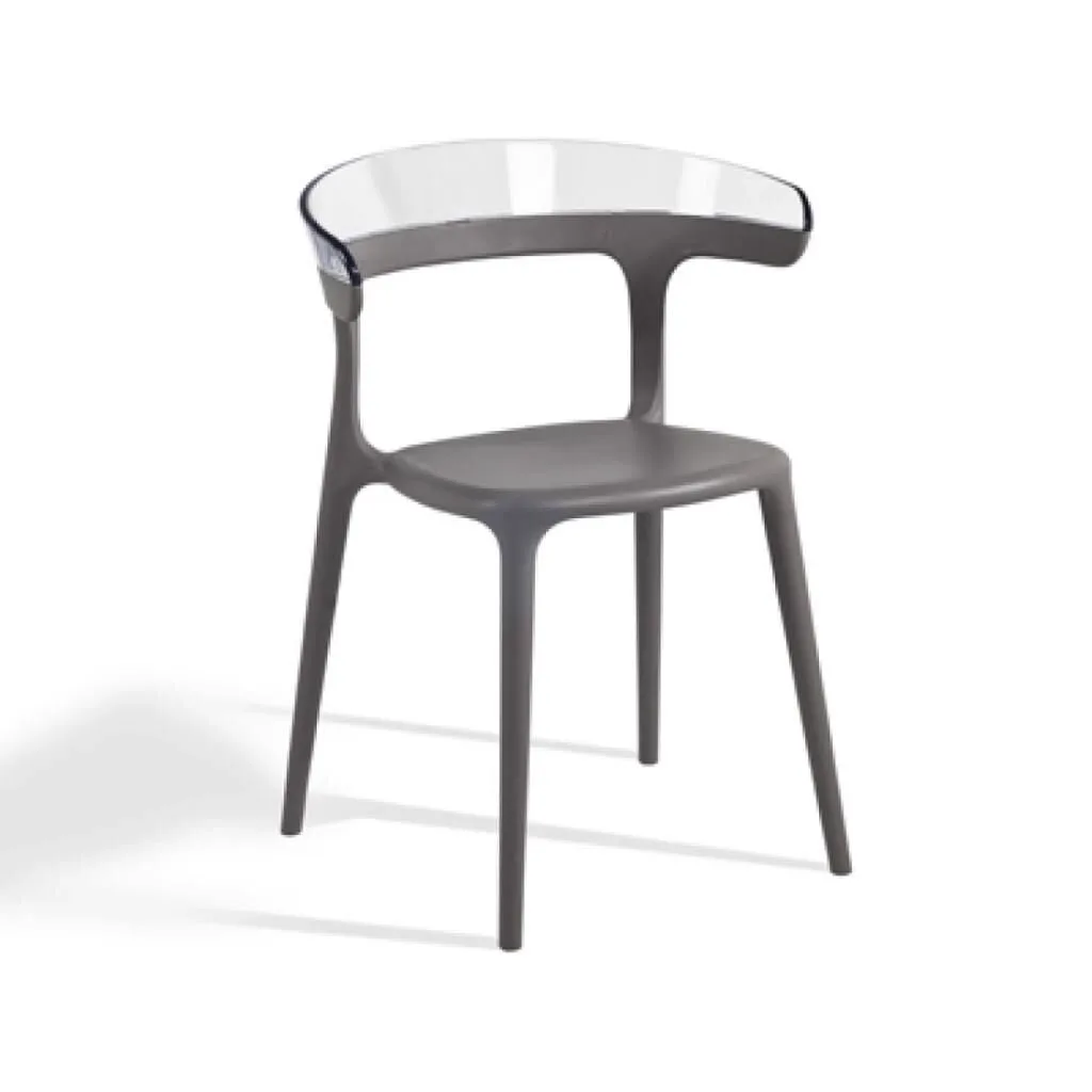 Luna Smoke Transparent - White Kitchen Chair PPT1244