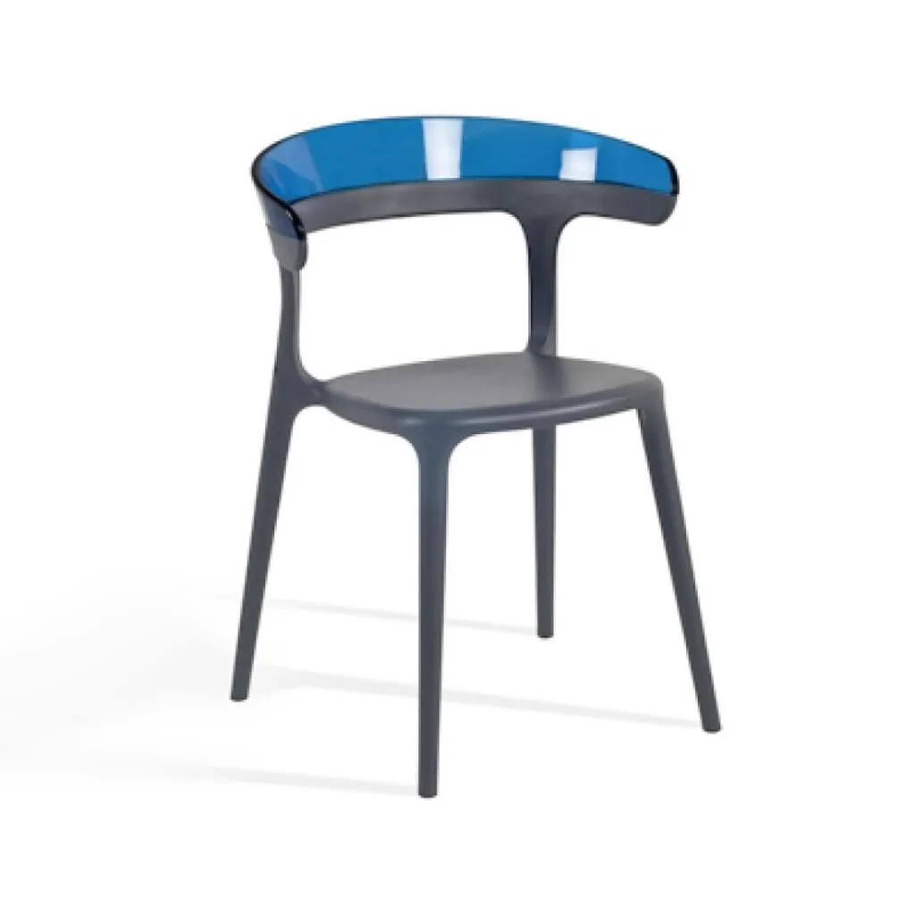 Luna Blue Transparent - Anthracite Kitchen Chair PPT1245