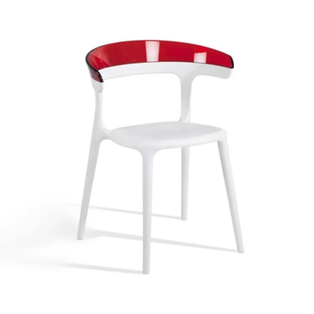 Luna Red Transparent - White Kitchen Chair PPT1241