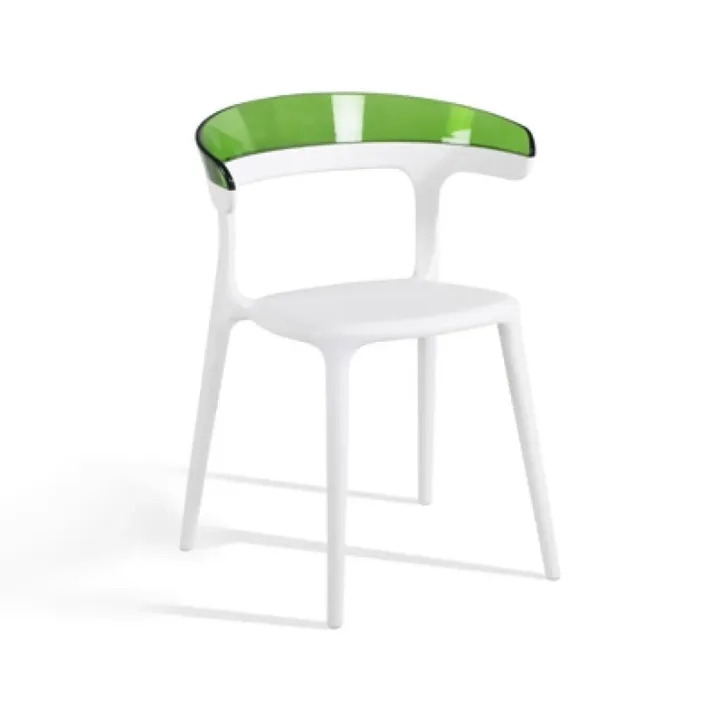 Luna Green Transparent - White Kitchen Chair PPT1237