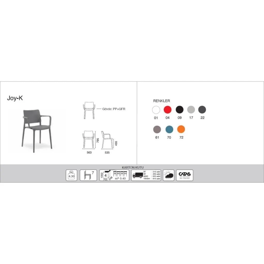 Joy-K Orange Kitchen Chair with Arms PPT1224