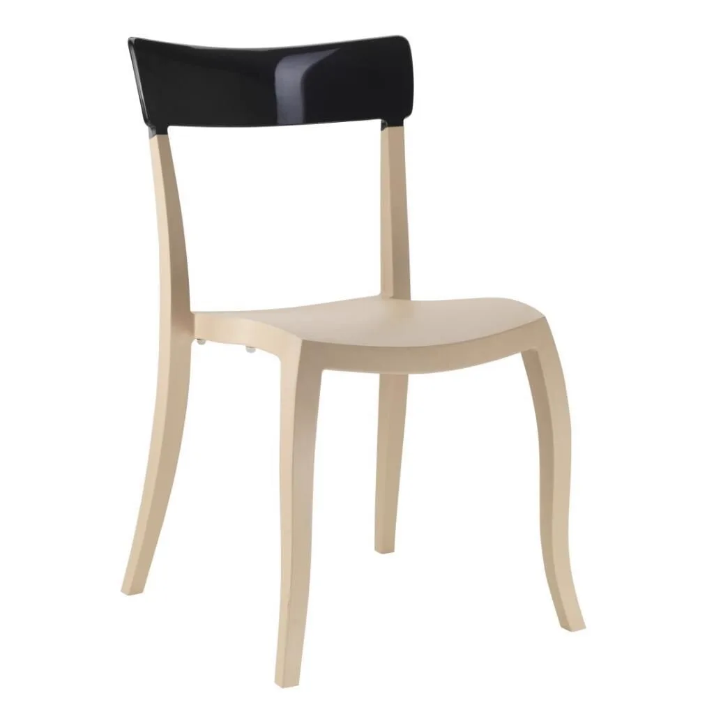 Hera-S Solid Black - Sand Beige Kitchen Chair PPT1206
