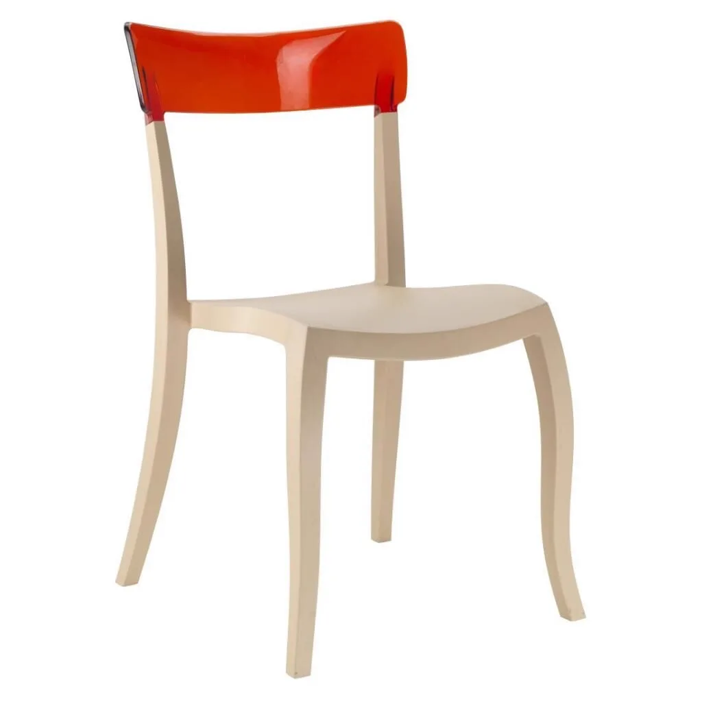 Hera-S Red Transparent - Sand Beige Kitchen Chair PPT1208