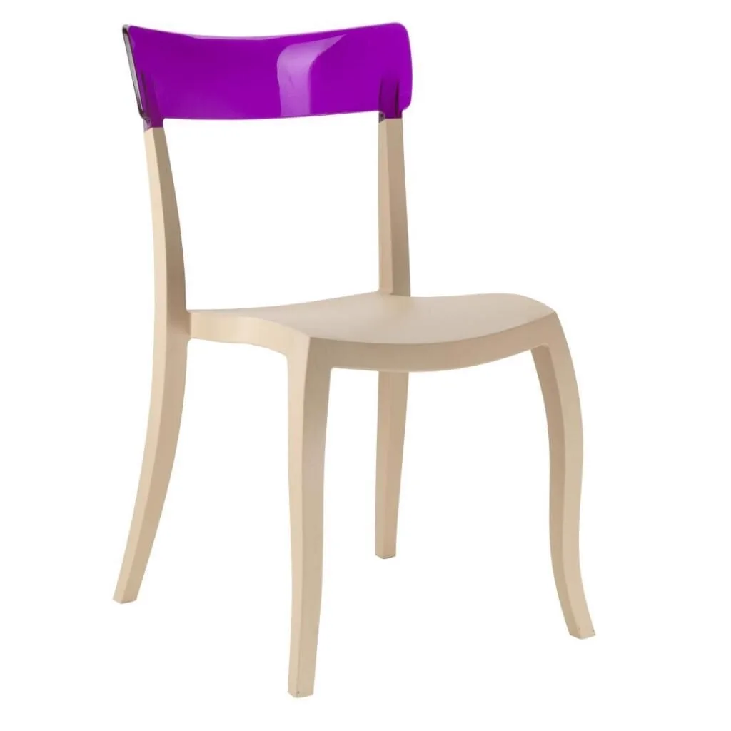 Hera-S Purple Transparent - Sand Beige Kitchen Chair PPT1198