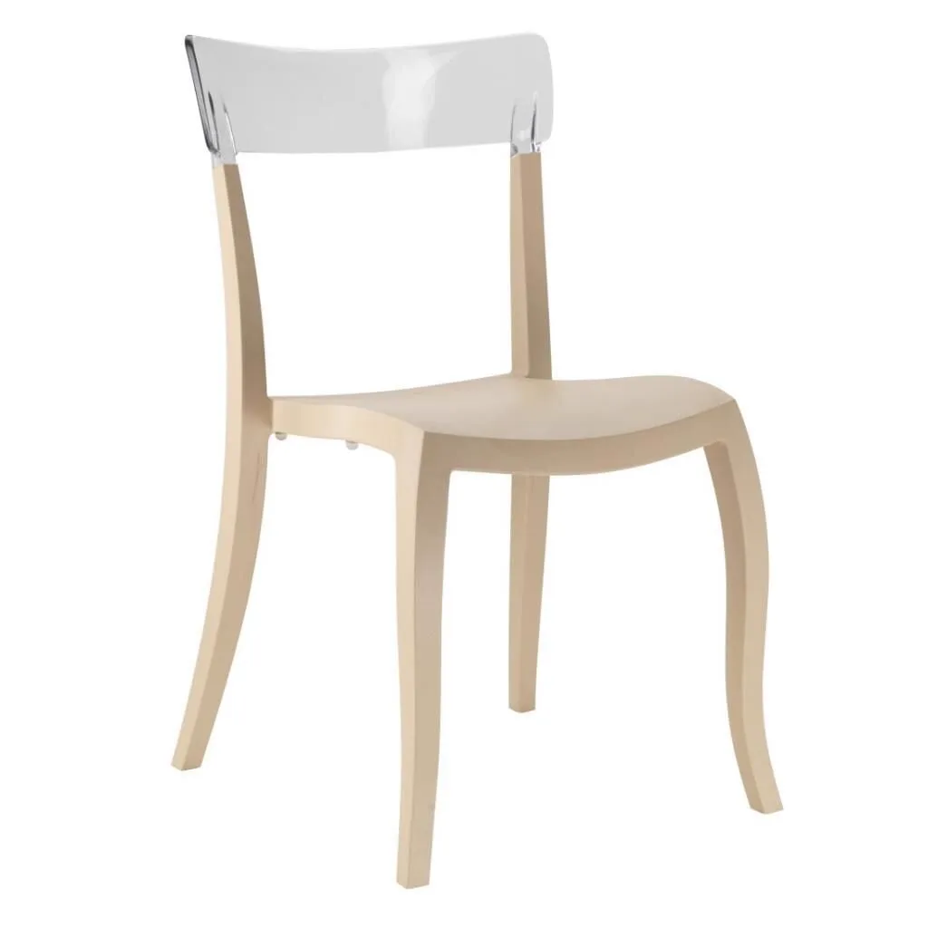 Hera-S Clear Transparent - Sand Beige Kitchen Chair PPT1204