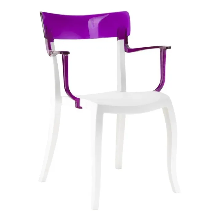 Hera-K Purple Transparent - White Kitchen Chair with Arms PPT1184