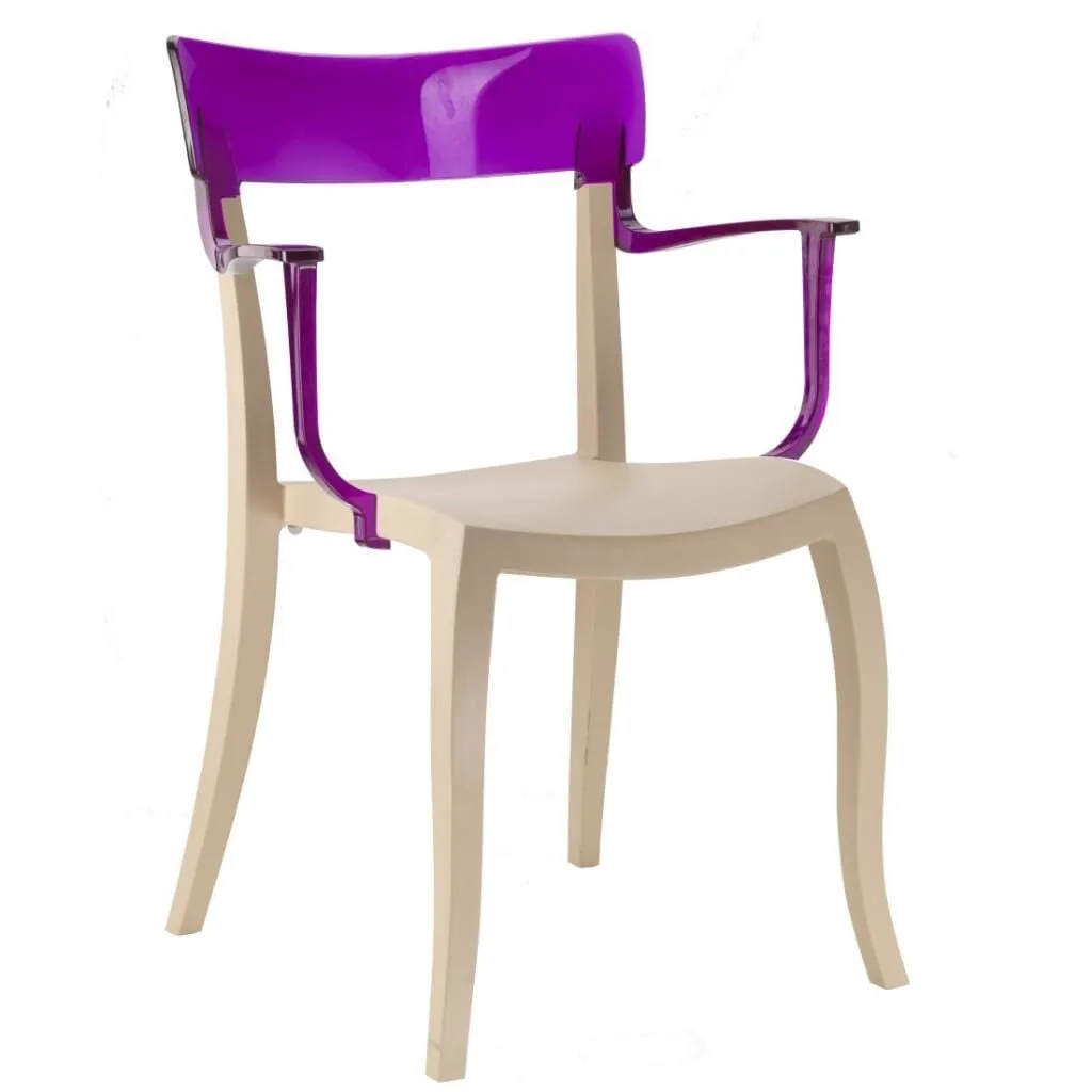 Hera-K Purple Transparent - Sand Beige Kitchen Chair with Arms PPT1182