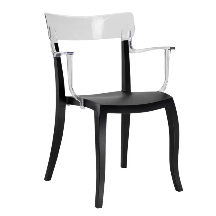 Hera-K Clear Transparent - Black Kitchen Chair with Arms PPT1188