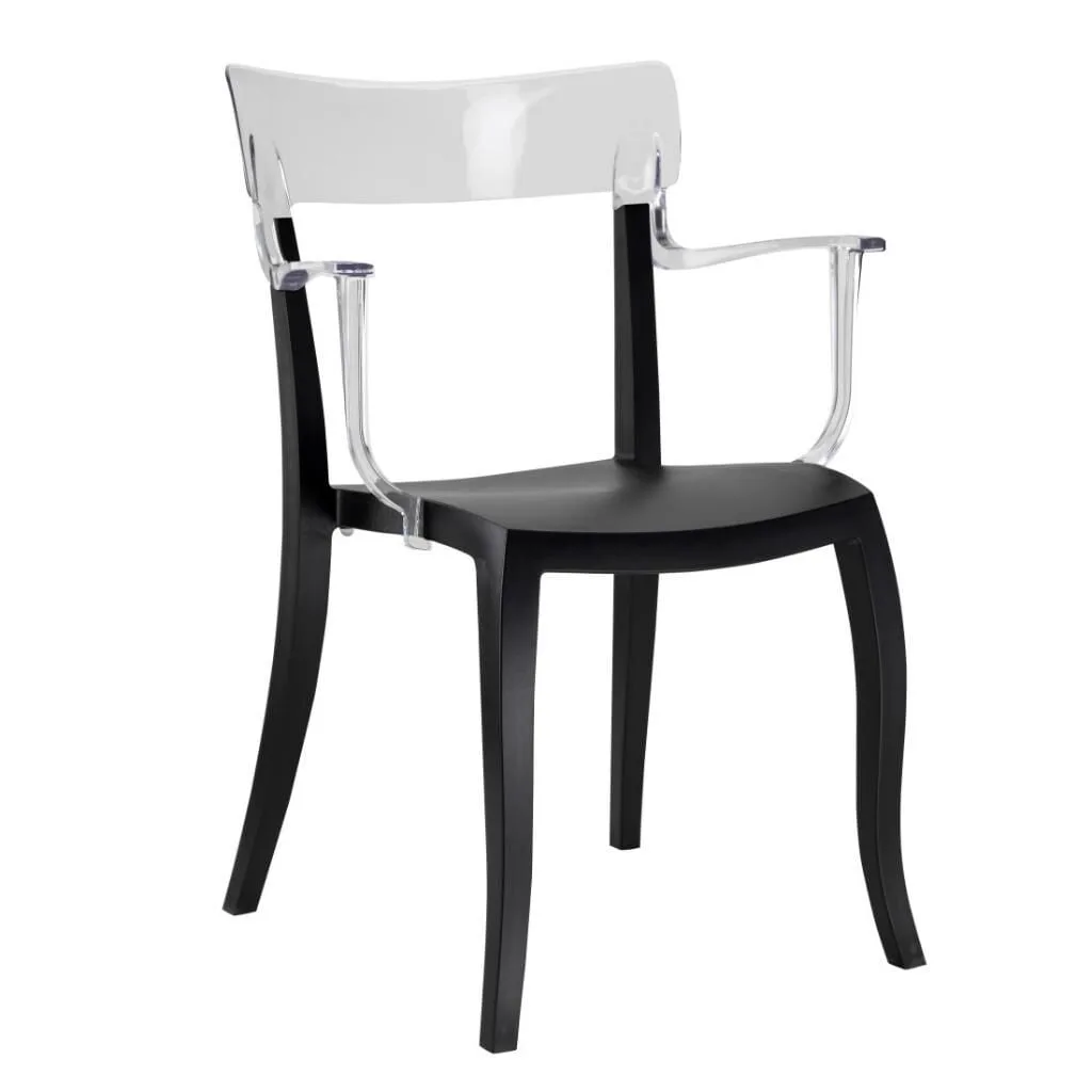 Hera-K Clear Transparent - Black Kitchen Chair with Arms PPT1188