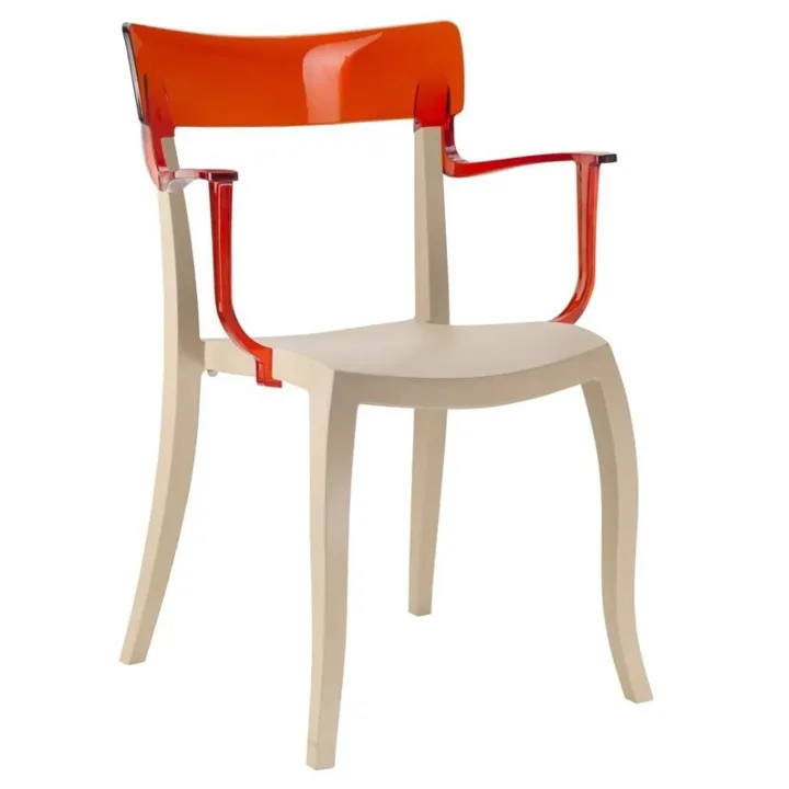 Hera-K Red Transparent - Sand Beige Kitchen Chair with Arms PPT1189