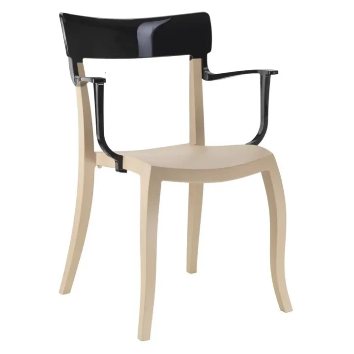 Hera-K Solid Black - Sand Beige Kitchen Chair with Arms PPT1183