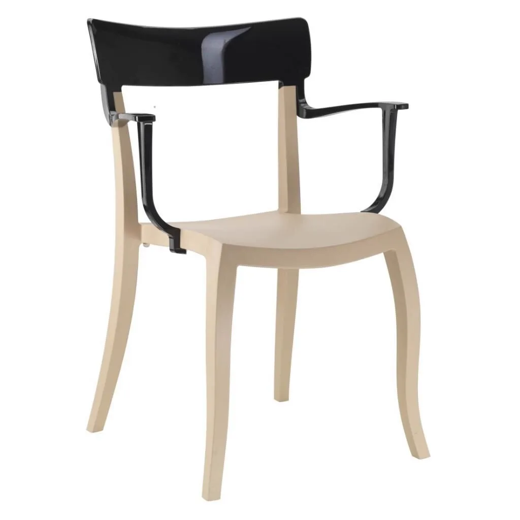 Hera-K Solid Black - Sand Beige Kitchen Chair with Arms PPT1183